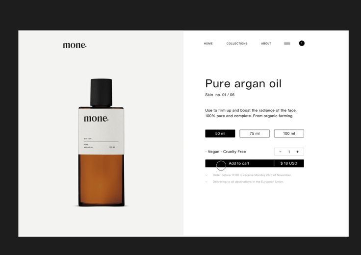 Maquette d'un site e-commerce de cosmétiques (huile d'argan), exemple de boutique en ligne créée par WEB ERA en Seine-et-Marne (77)