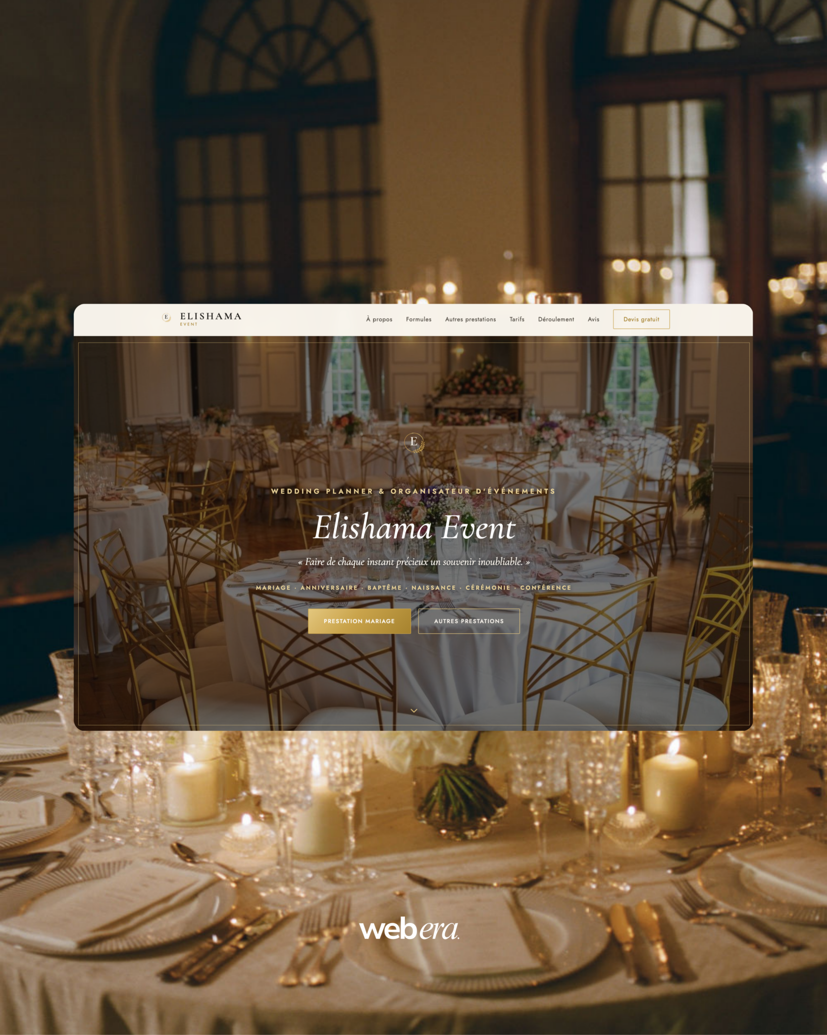 Site internet Elishama Event, wedding planner, créé par WEB ERA